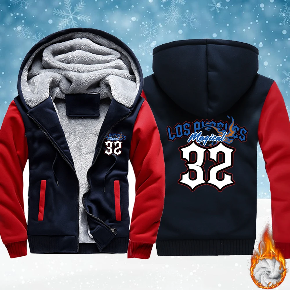 

Мужские флисовые базовые куртки Los Angeles Magic Number 32, спортивная одежда на молнии с карманами, утепленное зимнее пальто, удобная верхняя одежда