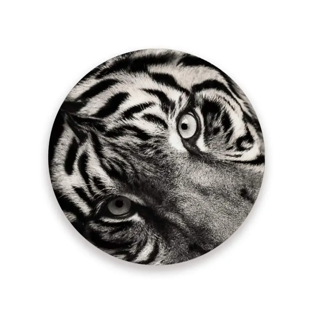 Tiger with Fire Drink Coasters Absorbent Coasters Round Ceramic Coaster with Cork Base Cups Place Mats for Home Table Decoration