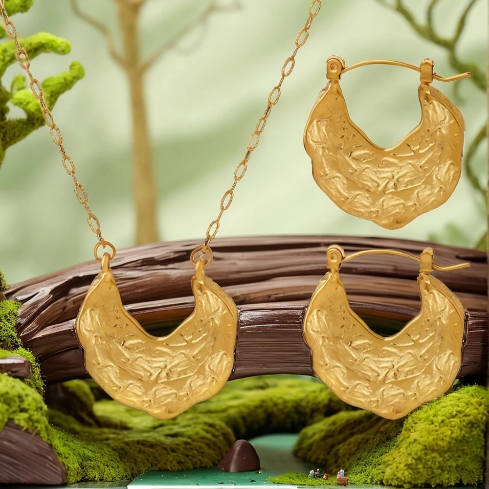 

Women's Earrings Necklace Ins Style Hammered Stainless Steel Fashion Versatile Jewelry Accessories