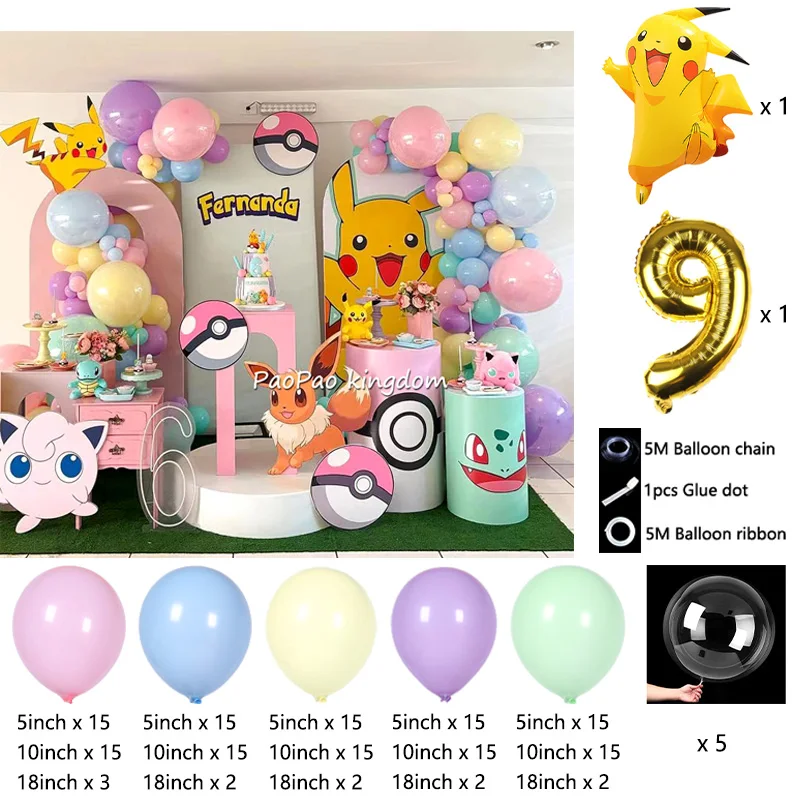 Liebliches Pikachu-Themen-Ballon-Dekorationsset Cartoon-Folienballons Blitzballon-Set Kindergeburtstags-Party-Deko-Zubehör – Detail 36