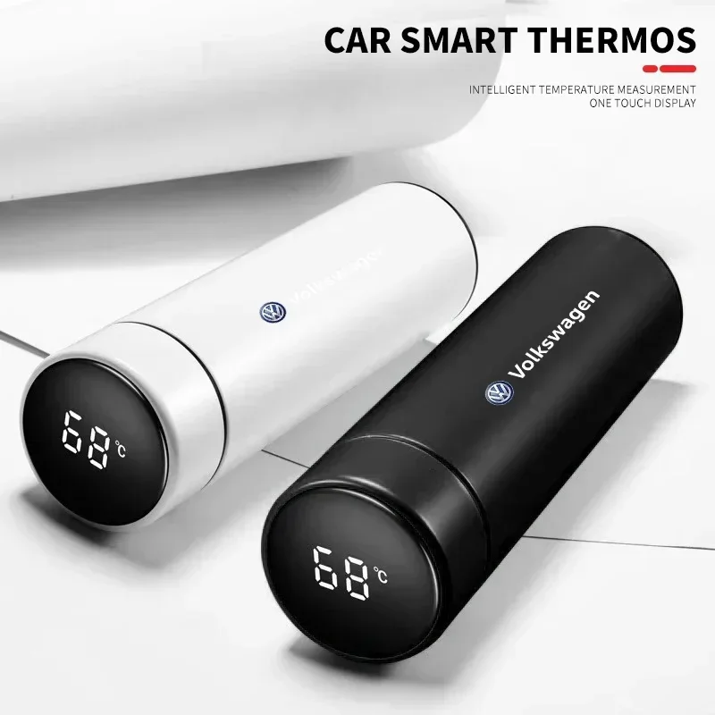 500ml Car Intelligent Thermos Bottle Temperature Display For Volkswagen VW Scirocco Jetta Beetle Golf Passat Tiguan Accessories