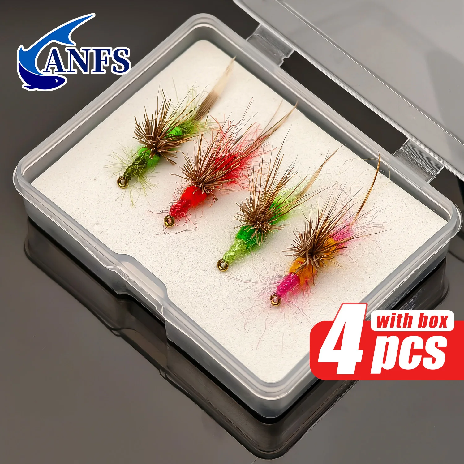 ANFS 4pcs Artificial Nymph Fly Bait Bionic Insect Fly Fishing Lure, Hook Fishing Accessories