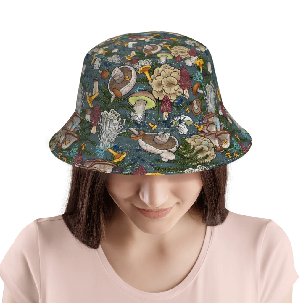 Mushroom Forest Bucket Hat Outdoor Sunscreen Printed Sports Leisure Fisherman Cap