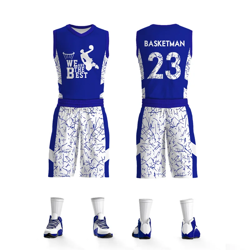 Basketball Sets For Men Full Sublimation Printed Name Number Logo Jerseys Shorts Uniforms Street Style Training Tracksuits Male