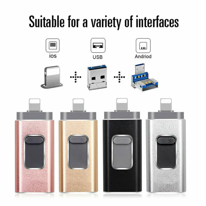 High-Speed Flash Drive for iPhone & Type-C & Android & PC, USB 3.0 External Drive, Memory Stick Photo Stick Thumb Drive PenDrive