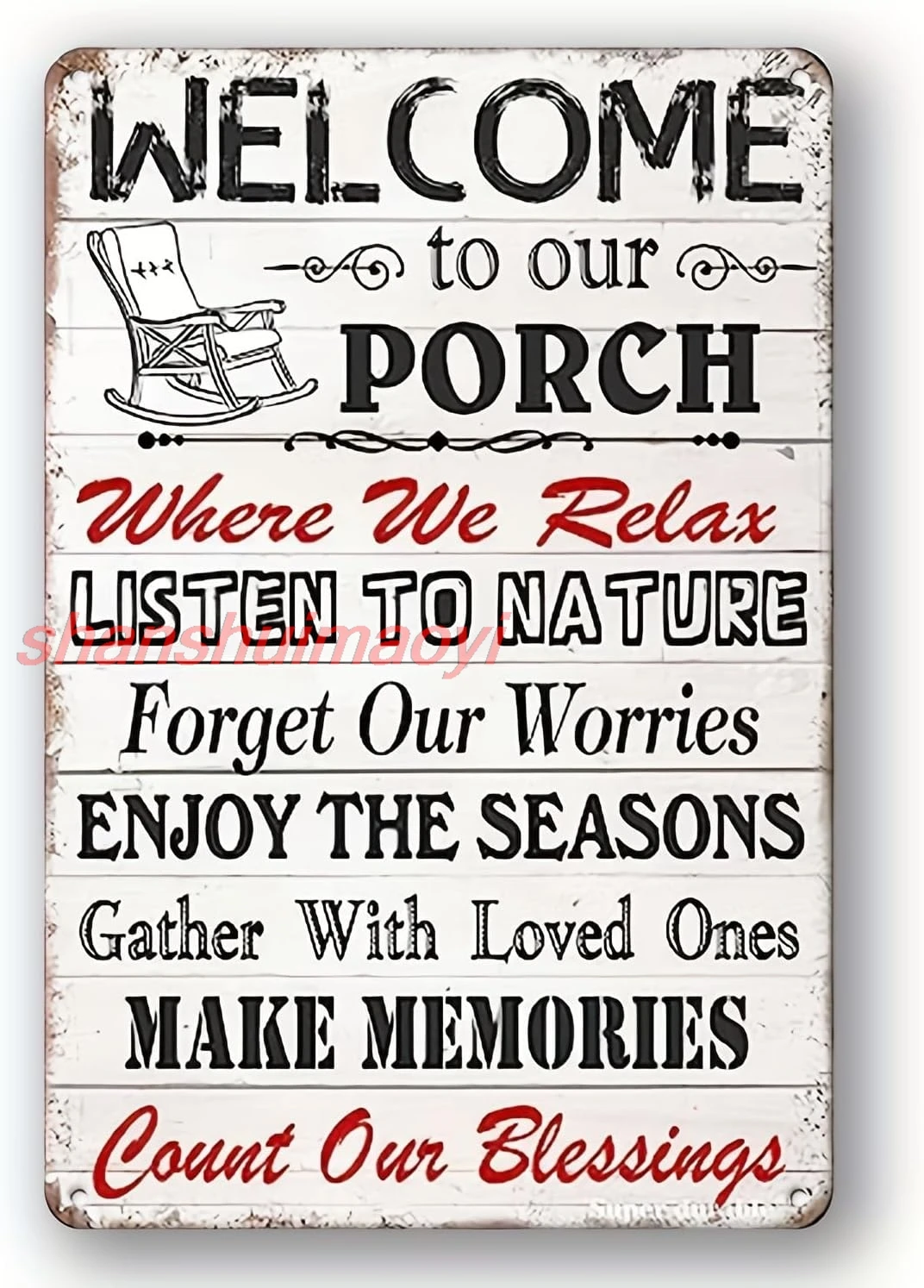 Vintage Metal Tin Sign Ornament, Vintage Metal Tin Sign Welcome To Our Porch Home Backyard Decor Yard Rules Pool Sign F sha sign