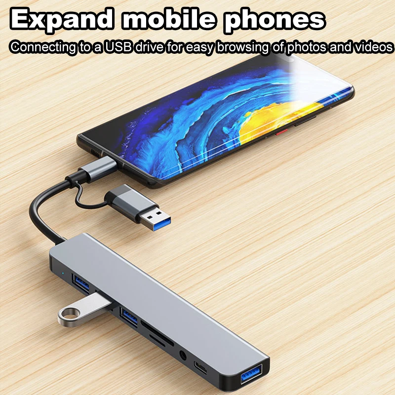 7-IN-2 USB3.0 HUB USB C typu C Splitter 5Gbps szybka stacja dokująca OTG Adapter dla Macbook Pro Laptop Tablet PC akcesoria