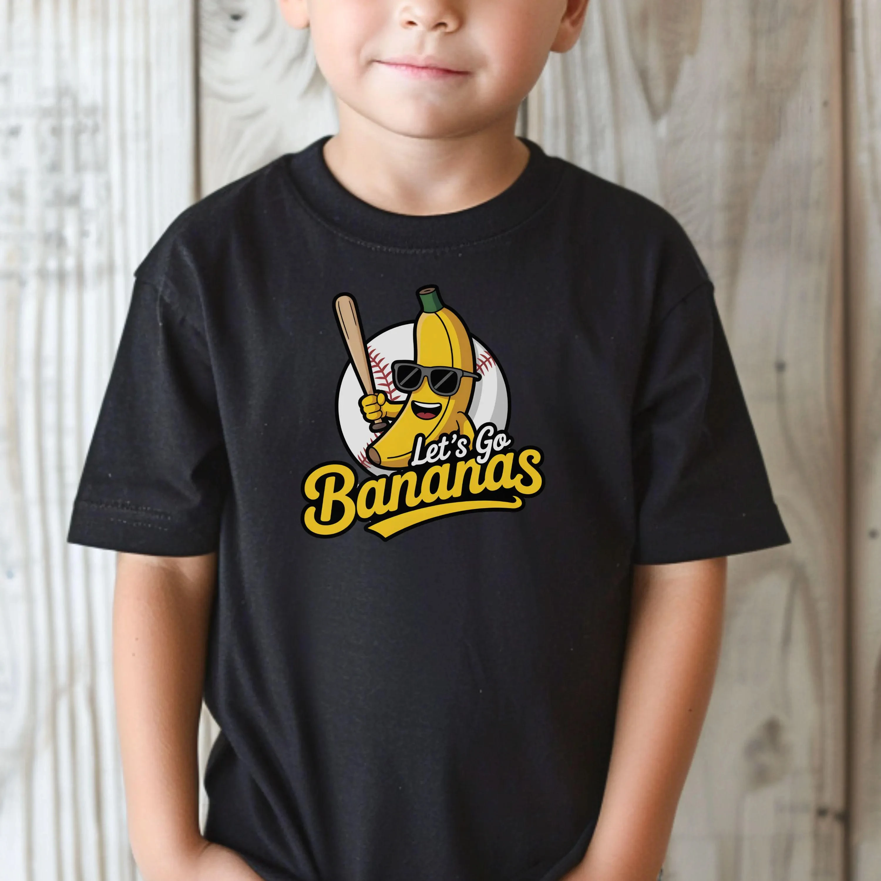 Camiseta de béisbol de plátano fresca para niños Y2k, camiseta estampada, camiseta de verano para niña y niño, Tops informales, ropa de cuello redondo