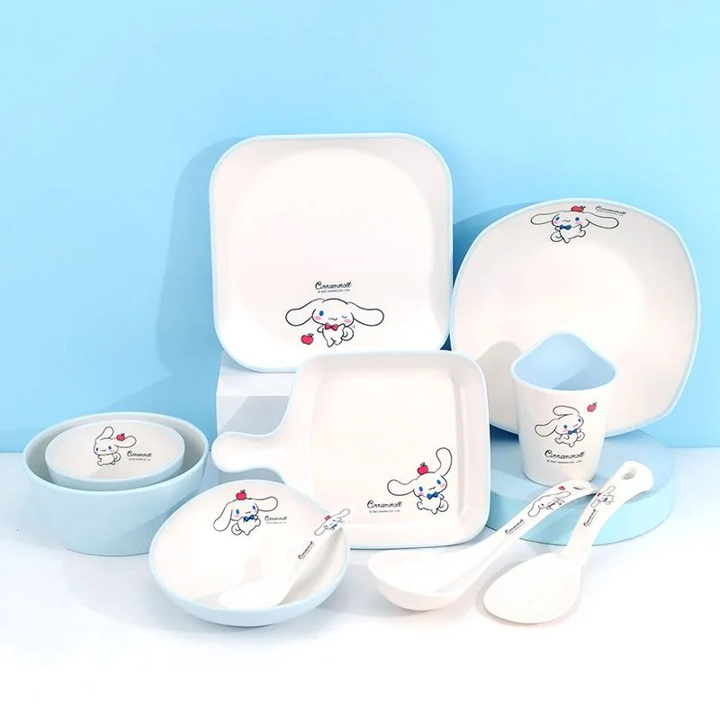 

Cinnamoroll Anime Kawaii Sanrio Ins Fashion Cutlery Bowl Plate Cute Cartoon Home Rice Bowl Spoontableware Gifts for Kids