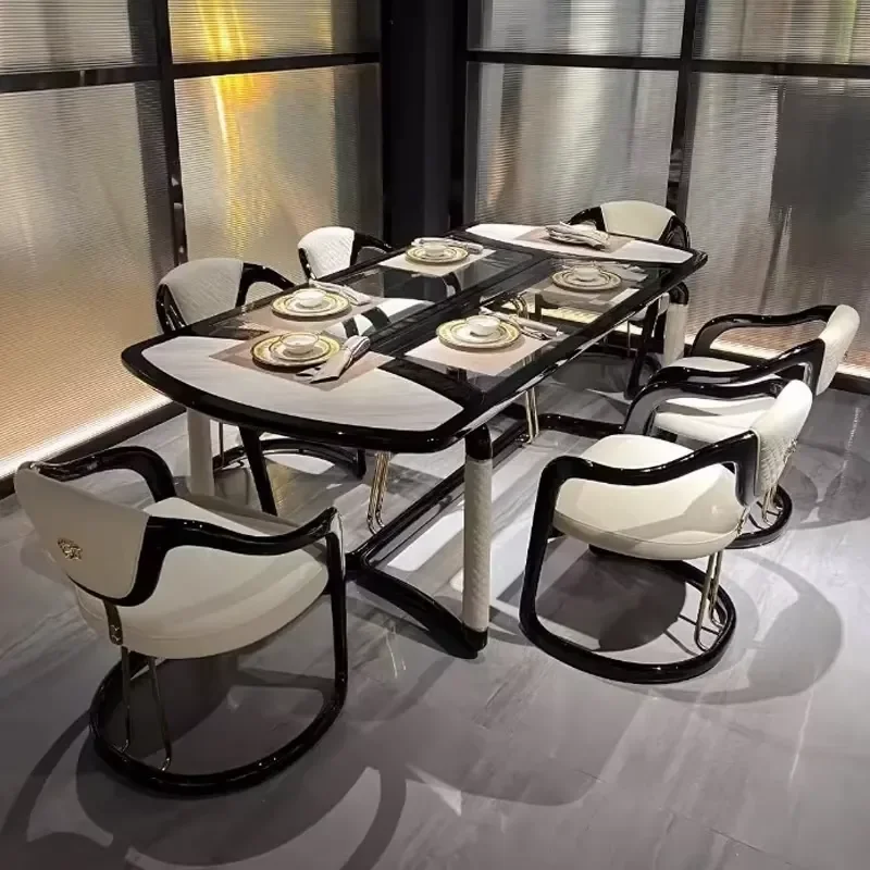 

SPARKLE CASA High-end Light Marble Square Dining Table Customizable for Restaurant and Home Use