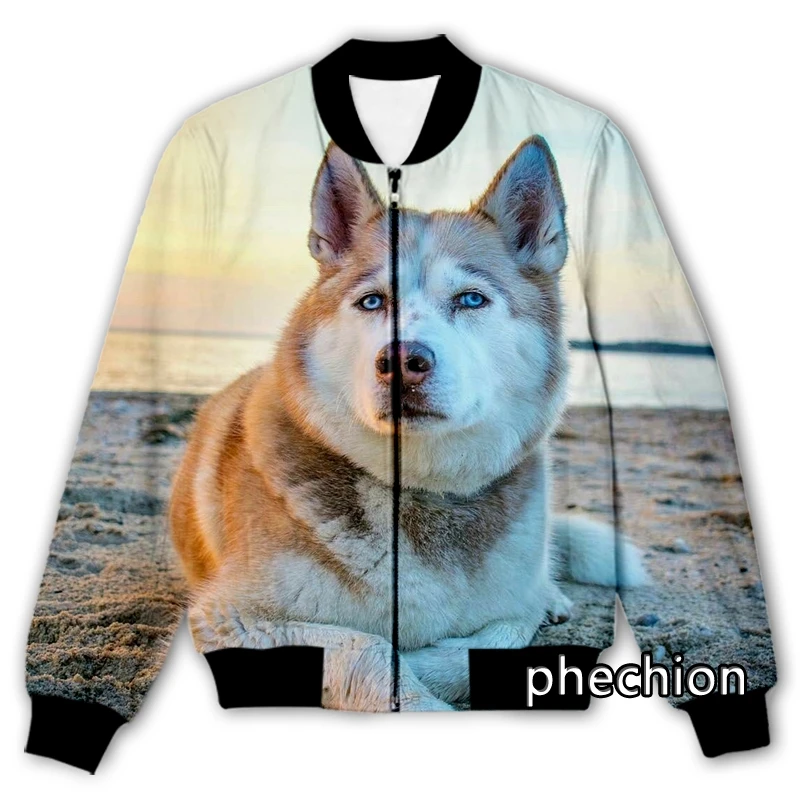 

phechion New Men/Women Animal husky dog 3D Printed Casual Jacket Fashion Streetwear Men Loose Sporting Jacket & Coat Q201