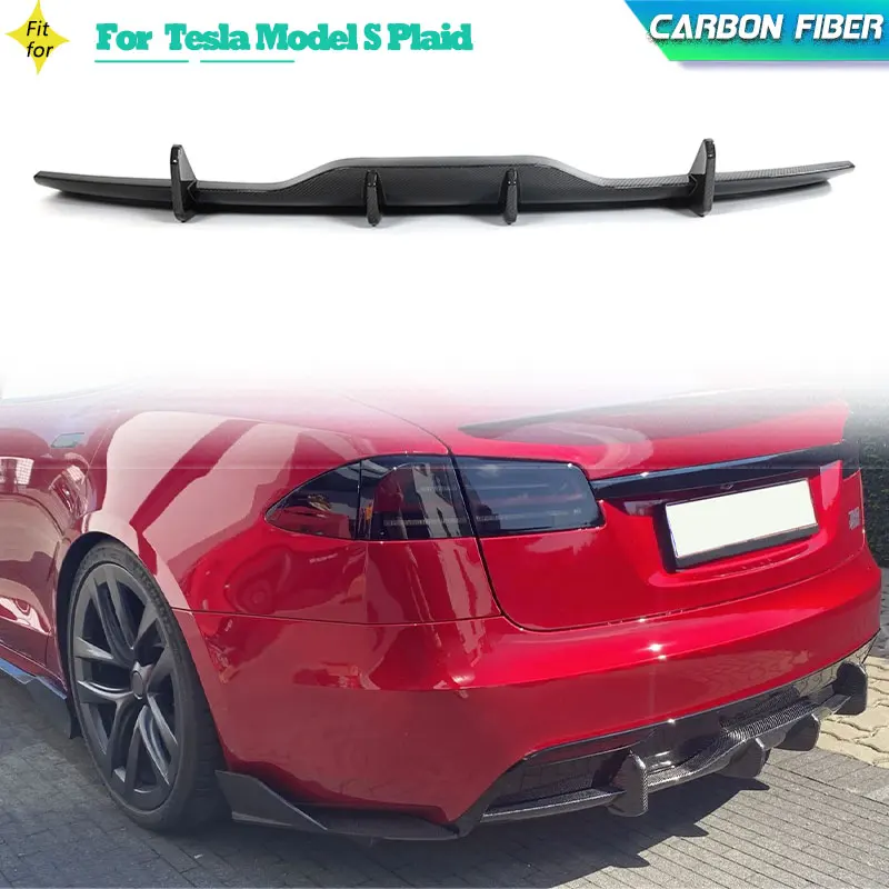 Carbon Fiber Car Rear Bumper Diffuser Lip Spoiler for Tesla Model S Plaid 4-Door 2021-2023 Rear Diffuser Apron Lip Guard Bodykit