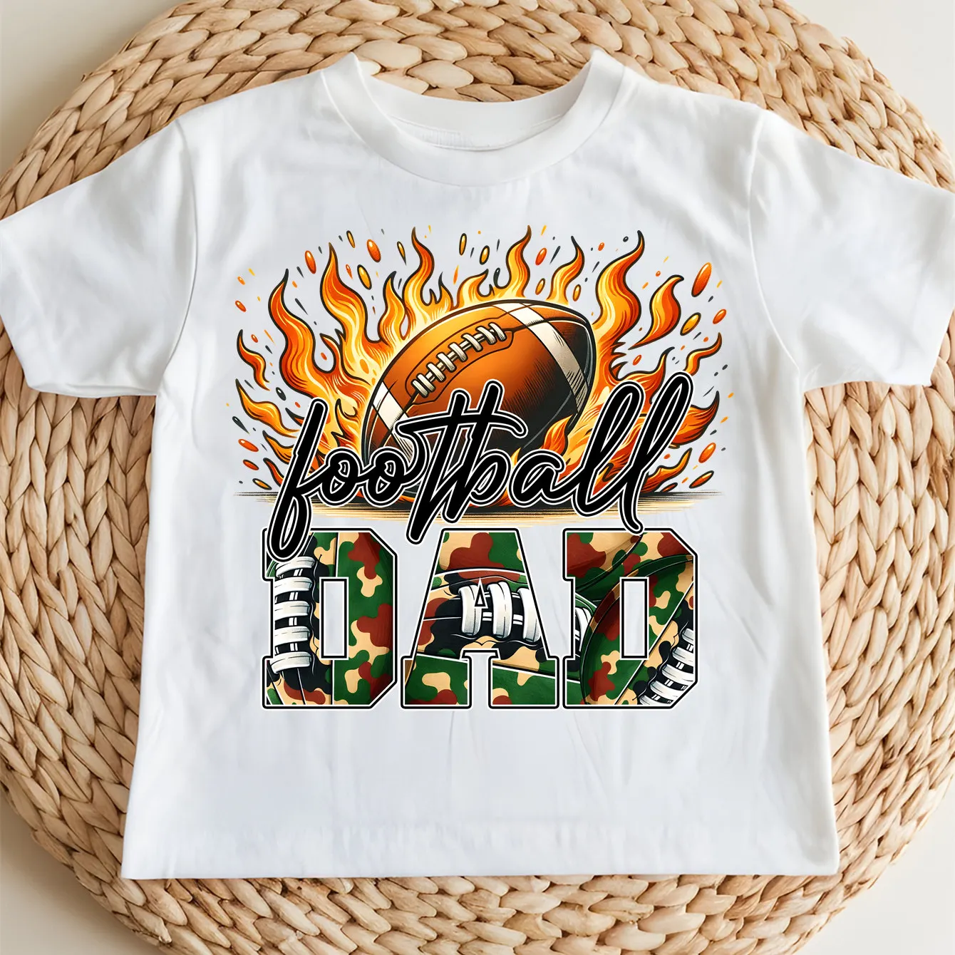 

Print Football Dad Children’s Clothe Boy/Girl Gift Soft T-shirt Outdoor O-neck Short Sleeve 100% Cotton T-shirt