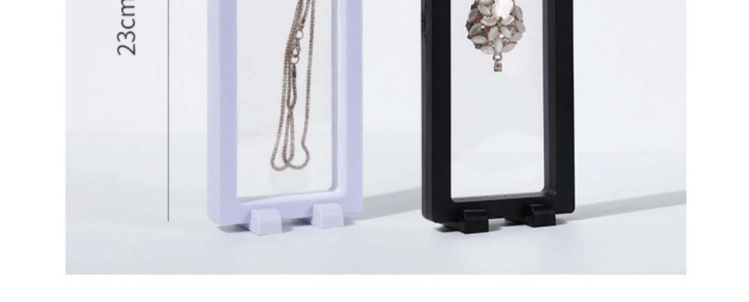 3D Floating Frame Gemstone Coin Box Clear Jewelry Bracelet Display Stand Ring Pendant Holder Protect Jewellery Presentation Case