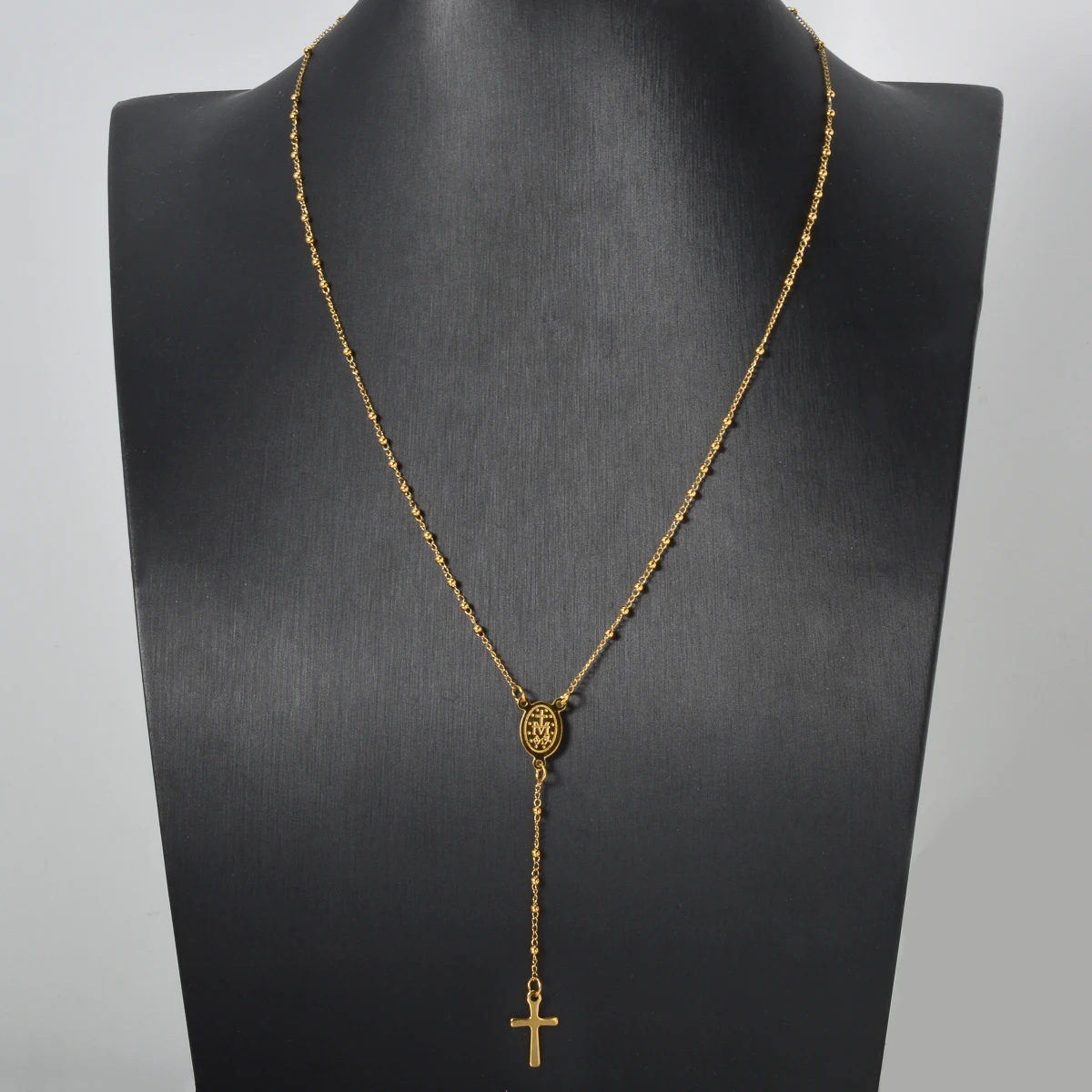 Vintage Stainless Steel Cross Pendant Necklace Unisex Gold Plated Religious Jewelry Gift for Men Women