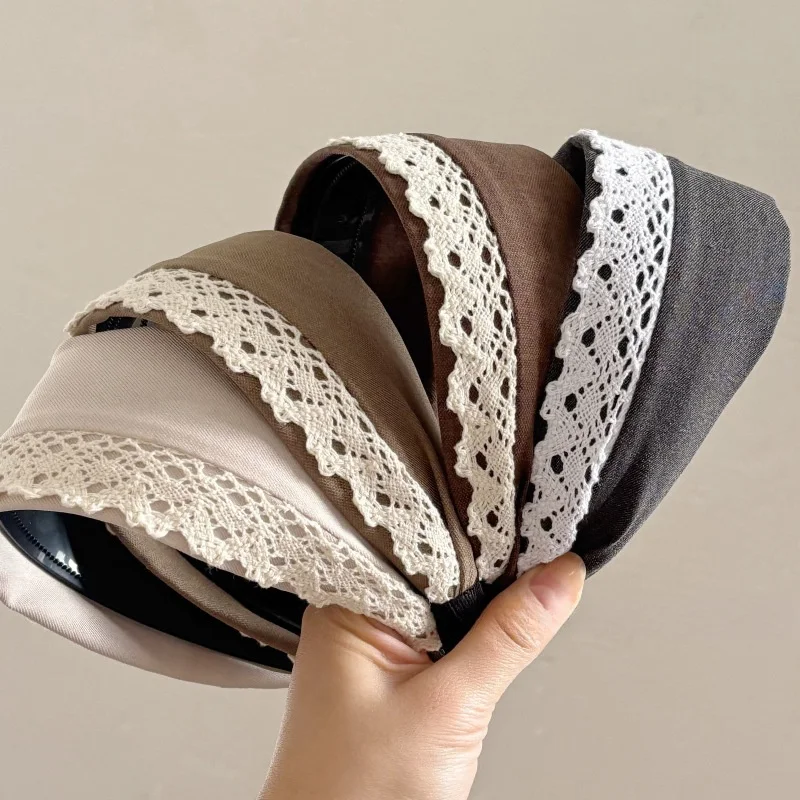

Французская тканевая широкая кружевная повязка на голову, новинка для умывания, макияжа, заколка для волос, праздничные подарки, аксессуары для волос для женщин, диадемы