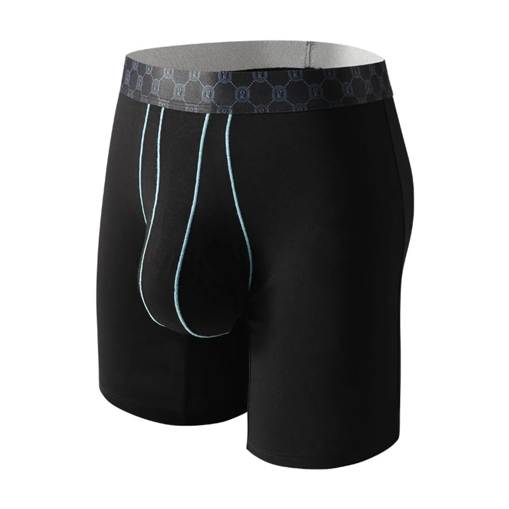 

Men's Quick Drying Boxer Shorts Underwear with Midrise Waist Long Leg Design and Supportive Bulge Pouch for Sports Activities