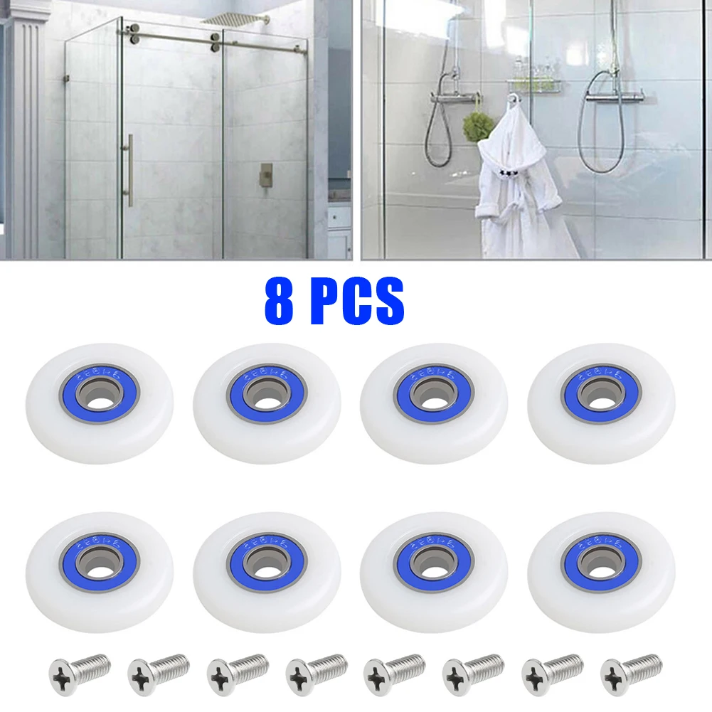 

Runner Wheels Shower Door Rollers Tool With Screws 19/23/25mm 8pcs Accessories Household Replacement Practical