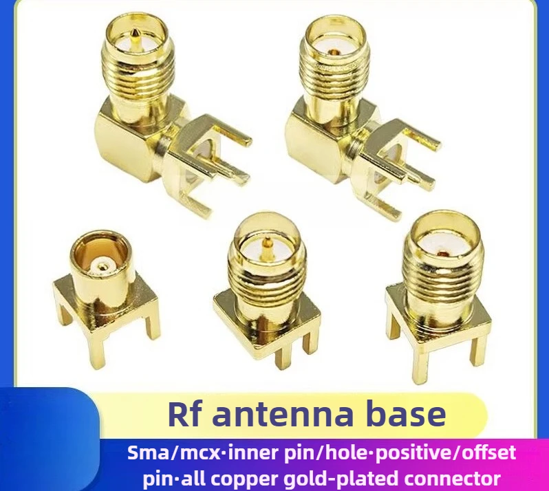 5PCS SMA Female Jack Male Plug Adapter Solder Edge PCB Straight Right Angle Mount RF Copper Connector Plug Socket