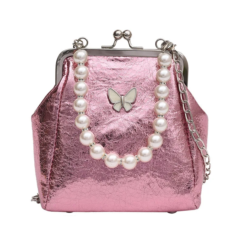 

Chain Bag One Shoulder Crossbody New Pearl Handheld Simple Bucket Handbags For Women High-Quality Messenger Versatile Luxury Y2k