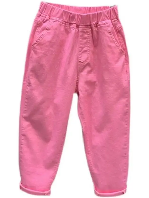 Pantalones vaqueros Harlan elásticos de algodón con cintura elástica Extra grande, pantalones vaqueros informales de cintura alta, pantalones vaqueros ajustados de nueve puntos para verano