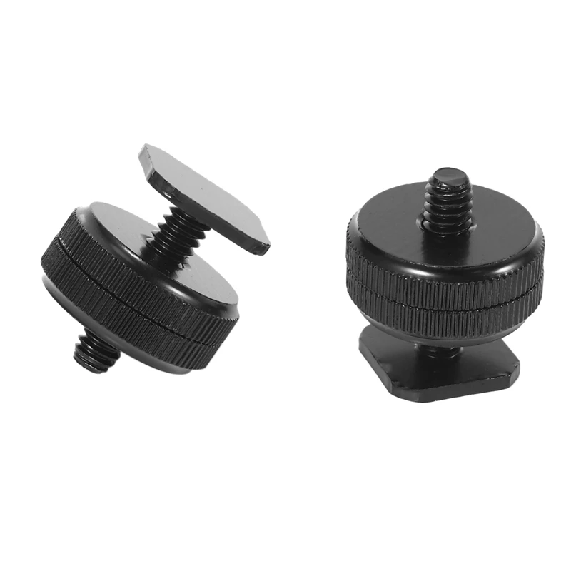 1/4 Inch-20 Hot Shoe Mount Adapter Tripod Screw To Flash Hot Shoe For DSLR Camera Rig(2 Packs)