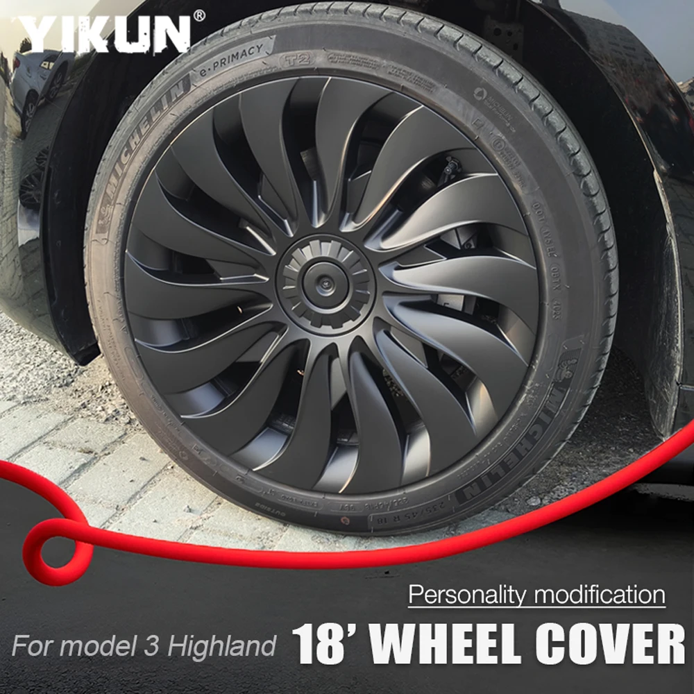 

4 шт. крышка ступицы 18 дюймов для новой Tesla Model 3 2024 Highland Performance, сменная крышка колеса, автомобильная полная крышка обода, аксессуары