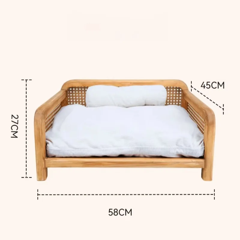 

Hot Sale Rectangle PVC Solid Wood Rattan Pet Sofa Bed Eco-Friendly & Waterproof Stain-Resistant Space-Saving for Small Animals