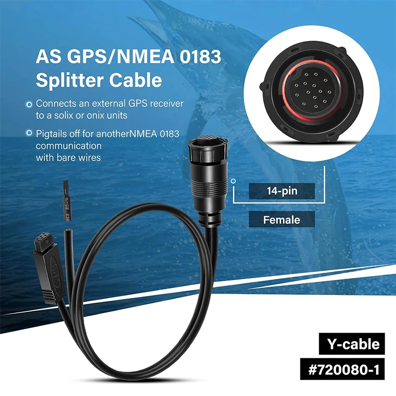 720080-1 AS GPS NMEA Splitter Cable for Humminbird Onix & SOLIX Series Fish Finders - External GPS Receiver Connection