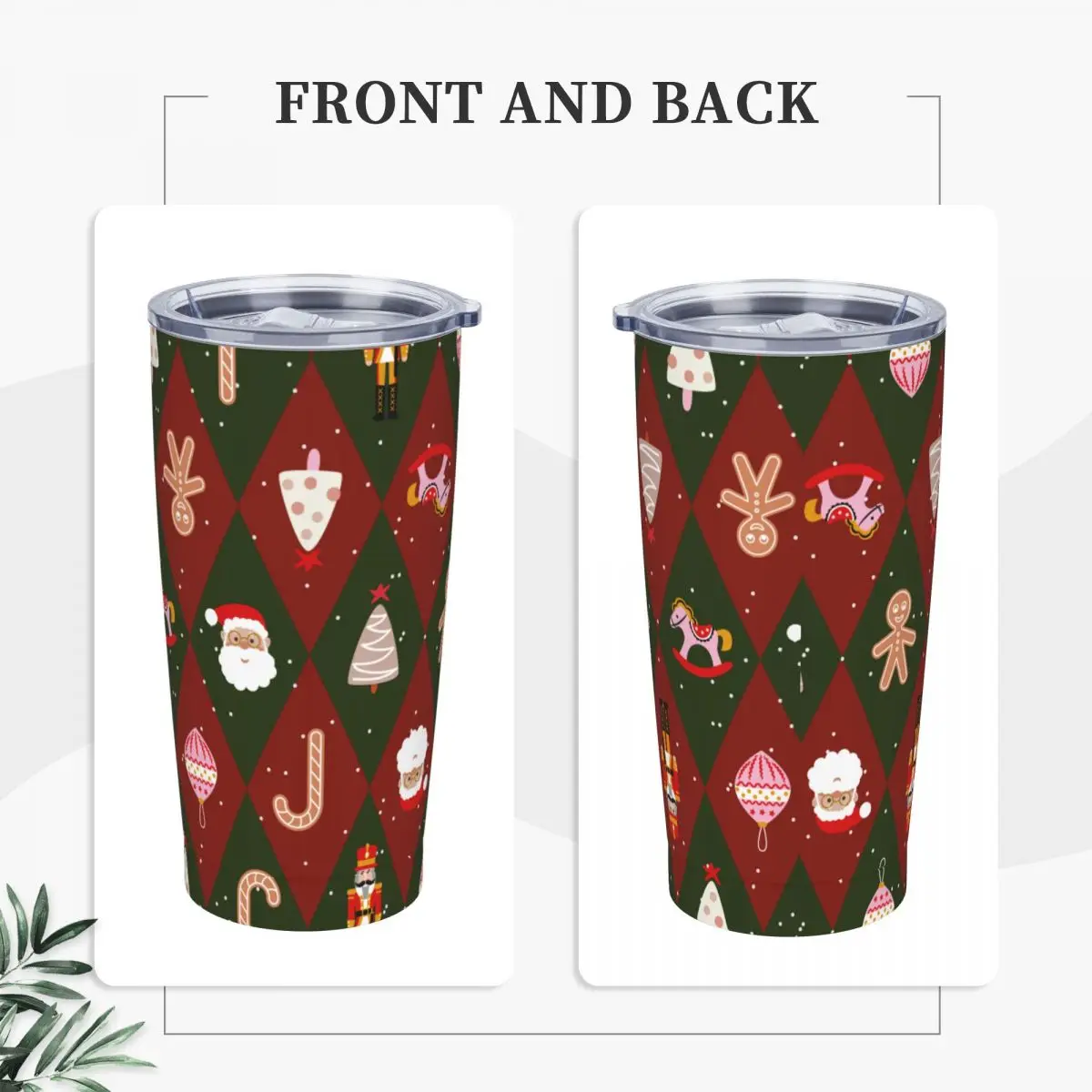 Merry Christmas Santa Nutcrackers Insulated Tumbler with Lid Xmas Ginger Toys Vacuum Thermal Mug Office Home Thermos Cups 20oz