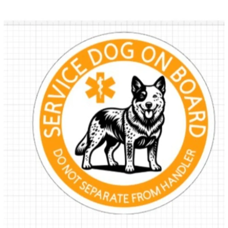 Service Dog on Board, Do Not Separate, Waterproof Vinyl Label, Orange 13 centimeters