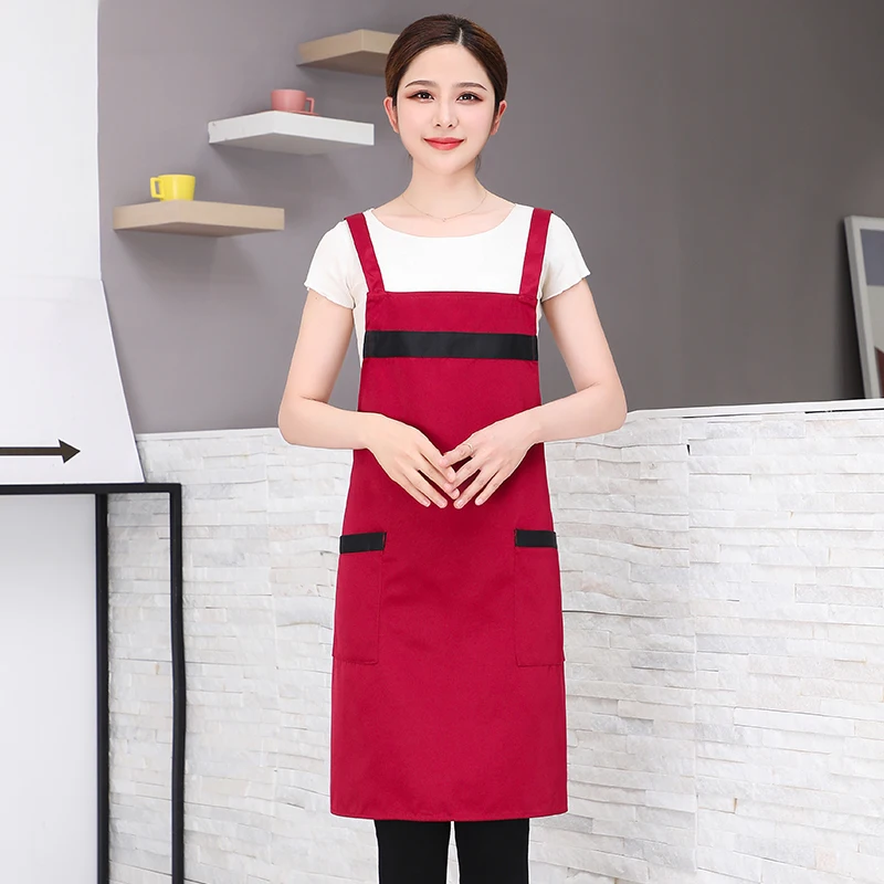 ผ้ากันเปื้อนพนักงานเสิร์ฟผ้ากันเปื้อนทำอาหารในครัวร้านอาหารผู้หญิงร้านทำผมช่างทำผมร้านทำเล็บซูเปอร์มาร์เก็ตร้านดอกไม้