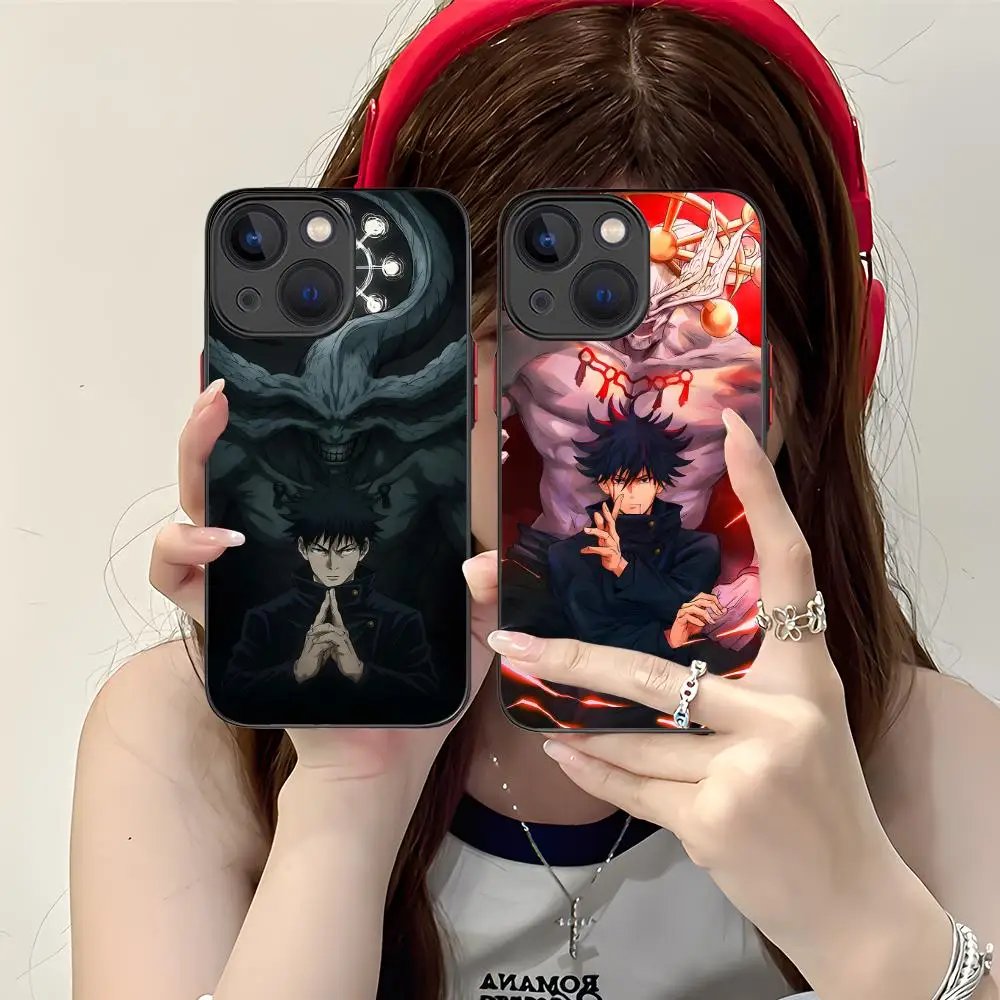 Jujutsu Kaisen Megumi Fushiguro جراب هاتف آيفون 16 15 14 13 12 11 X XR XS 8 7 Pro Max Plus لون صغير سيليكون واقية #3
