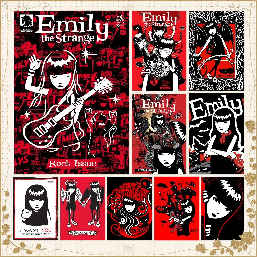 Character E-Emily the Strange Gothic Poster Wall Art Bedroom Living Room Dorm Bar Cafe Gym Studio Home Decor Gifts