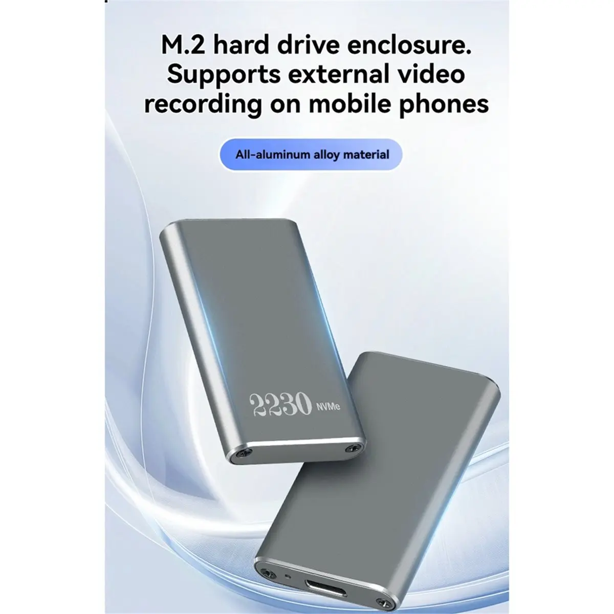 A40I M.2 NVMe SSD Enclosure - Aluminum Type C 3.2 Gen2 10Gbps SSD Case M.2 NVMe Portable External Storage Case for 2230 SSD