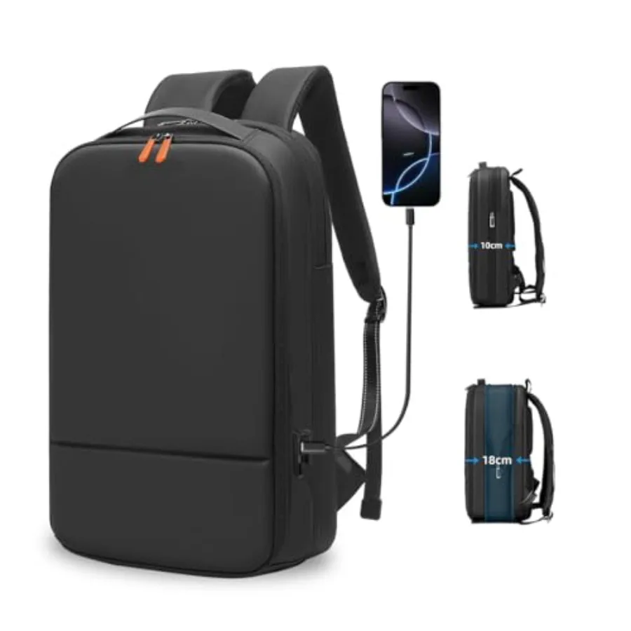 

Business Backpack for Men 15.6 inch Expandable Slim Laptop Backpack With USB Charger Port Waterproof Anti-Theft Professional Wo