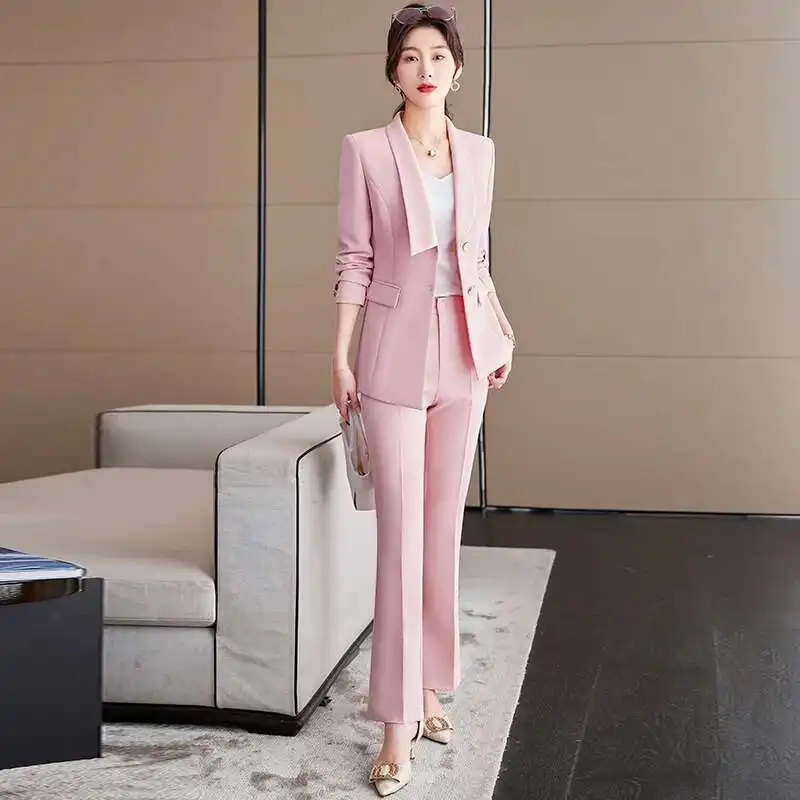 Formal Pantsuits for Women Business Office Work Wear Blazers Professional Career Interview Outfits Trousers Set Autumn Winter