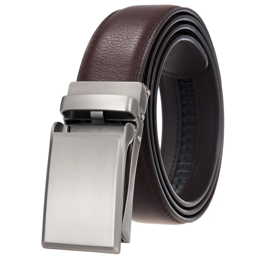 Luxury Brand Men's Belt Business Casual Genuine Leather Automatic Buckle Black Plaid Suit Belt Male 3.5cm Wholesale