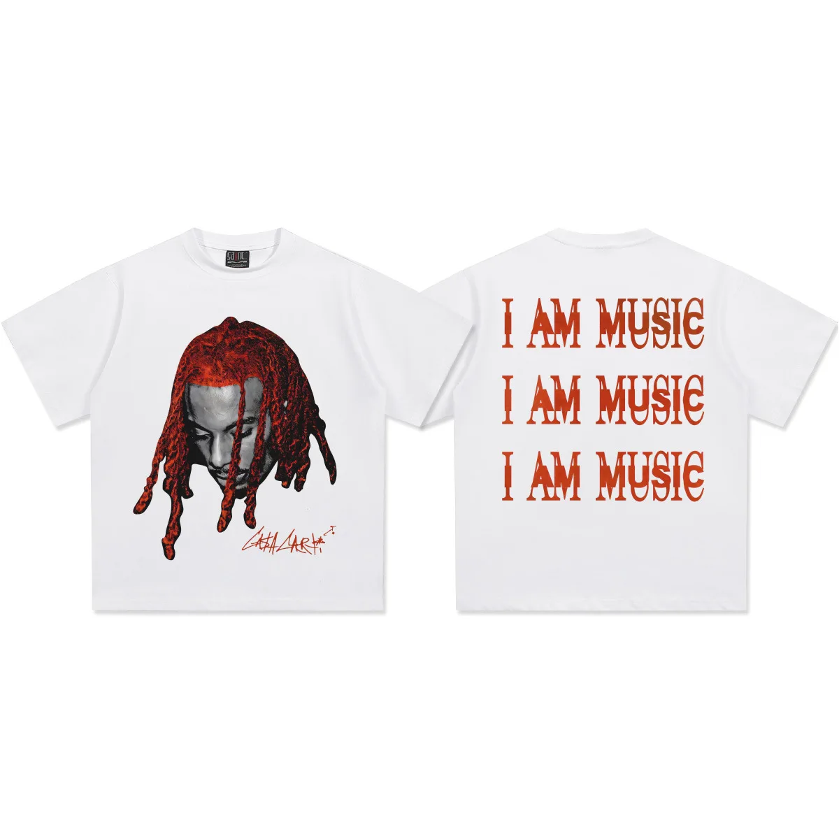 Playboi Carti I Am Music Double-Side Graphic T-Shirt Men Women Oversized Hip Hop Rapper Casual Cotton Short Sleeve Modern