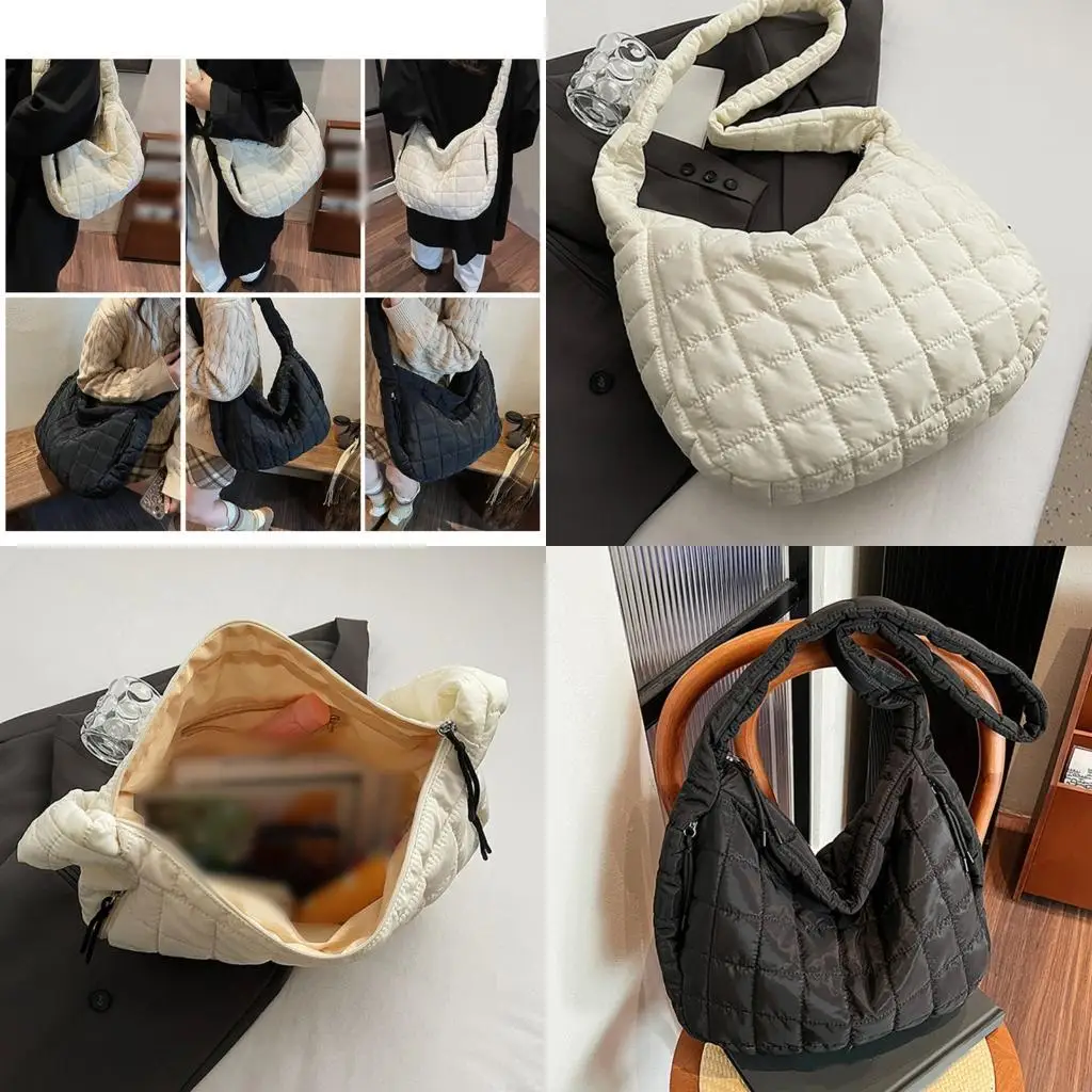 

Roomy Pleated Crossbody Bag Practical Nylon Casual Multipurpose Handbag Large Shoulder Bag For Commuting Daily