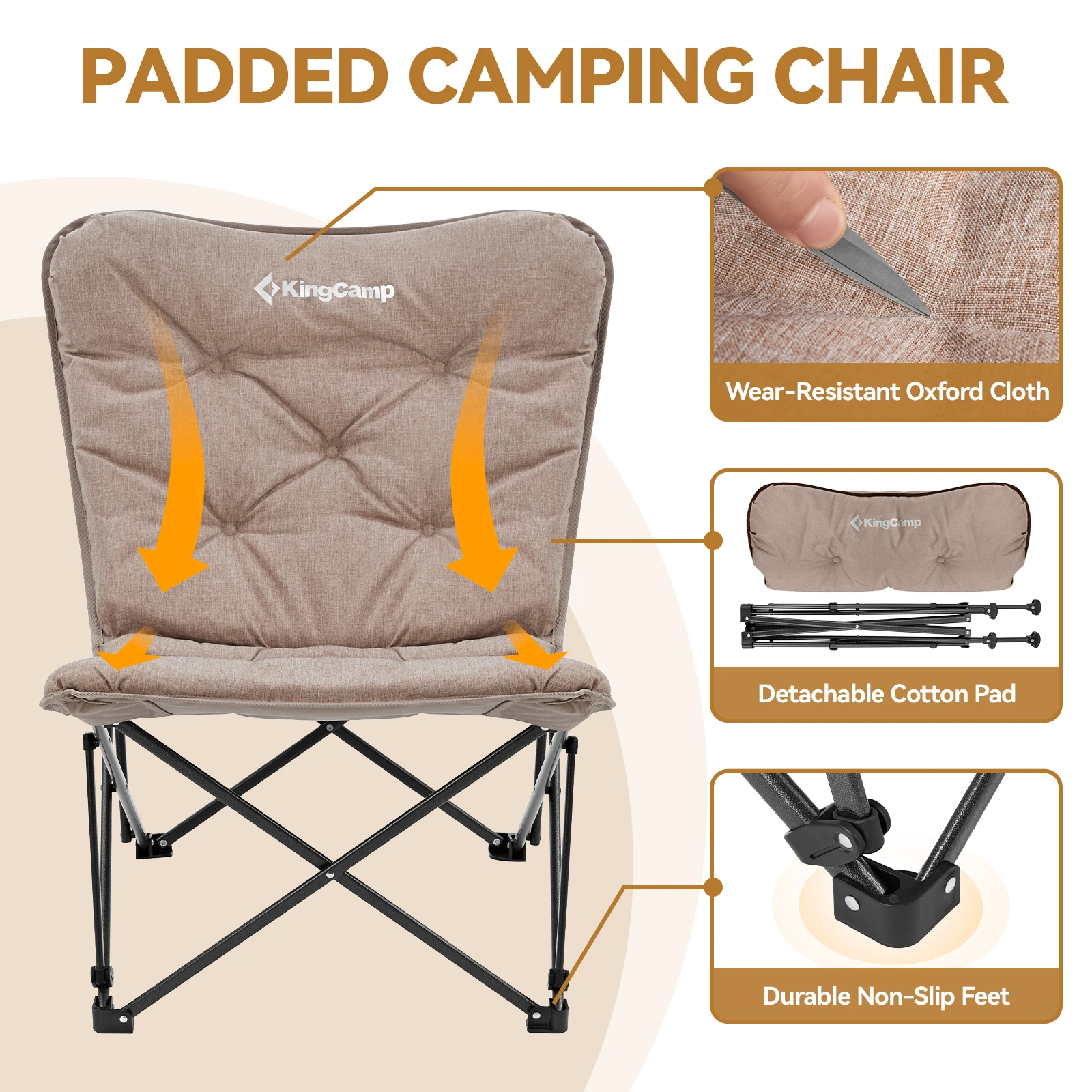 KingCamp Comfortable Butterfly Chair, Camping Dorm Entertainment, with Upholstered Seat, Portable and Foldable, 300 lbs