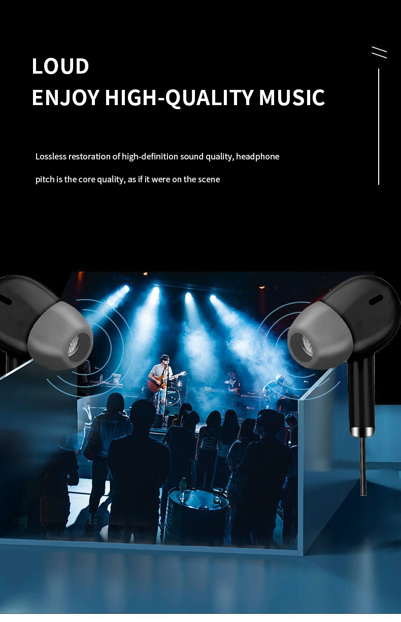 Universal In-Ear-Kopfhörer mit Kabel, hochwertiges Headset, 3,5-mm-Ohrhörer, In-Ear-Kopfhörer für Smartphone, Computer, integriertes Mikrofon – Detail 3
