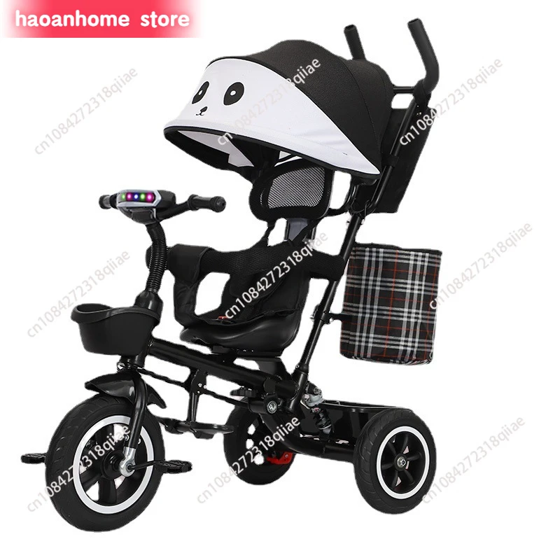 يمكن دفع دراجة ثلاثية العجلات للفتيان والفتيات ، باليد ، الذين تتراوح أعمارهم بين 1 و 3 و 6