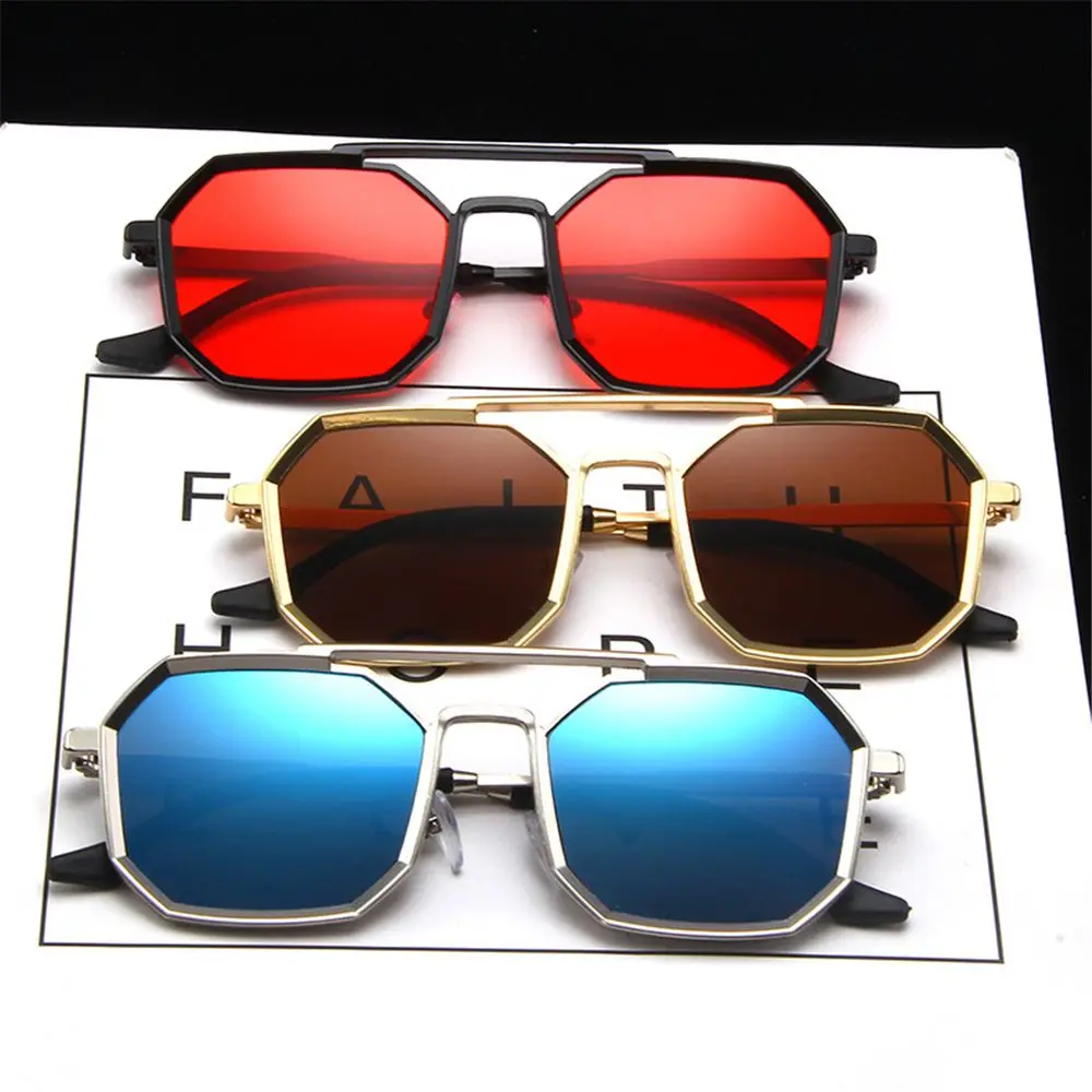 Double Beam Metal Large Frame Sunglasses Fashion Women Men Sun Glasses Luxury Brand Design Eyewear UV400 Shades Driving Goggles