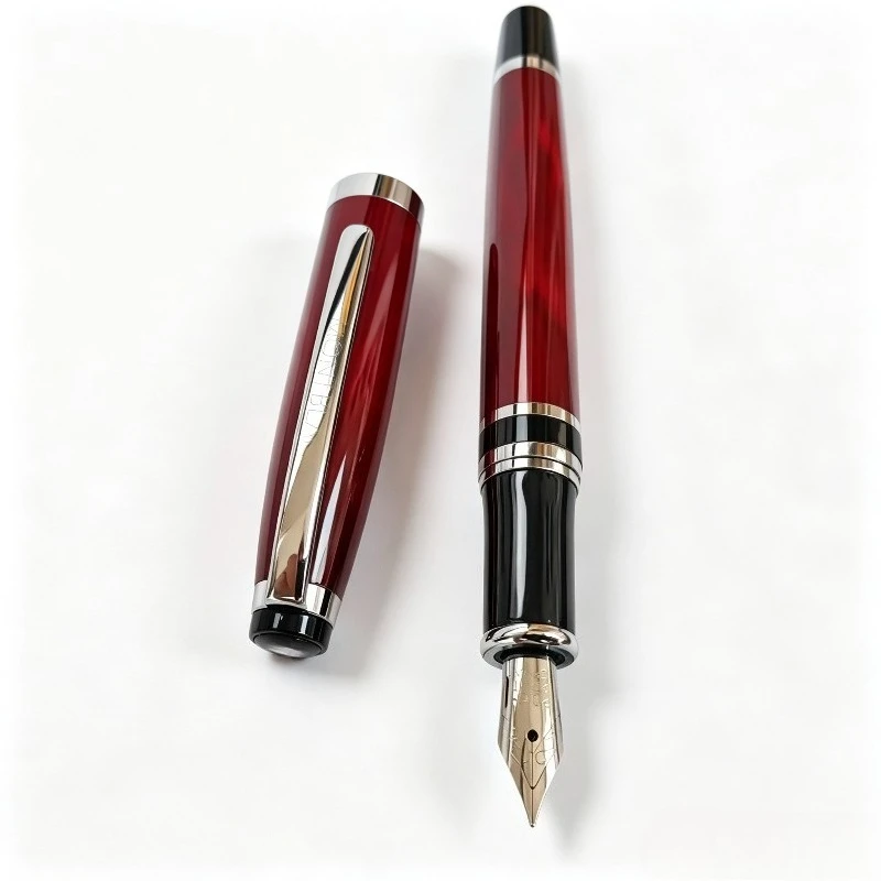 Black Red Resin mbs Fountain Pen Daily Writing Stationery F 0.5 M 0.7MM Refill for Teenagers Art Drawing School Rollerball Pen