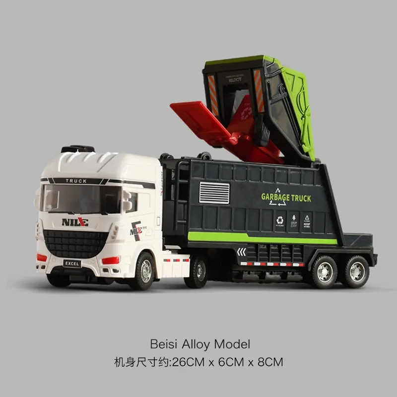 Inertia Driven Sanitation Truck Multiple Garbage Sweeper Water Sprinkler Engineering Vehicle Hobby Desktop Ornament Gift