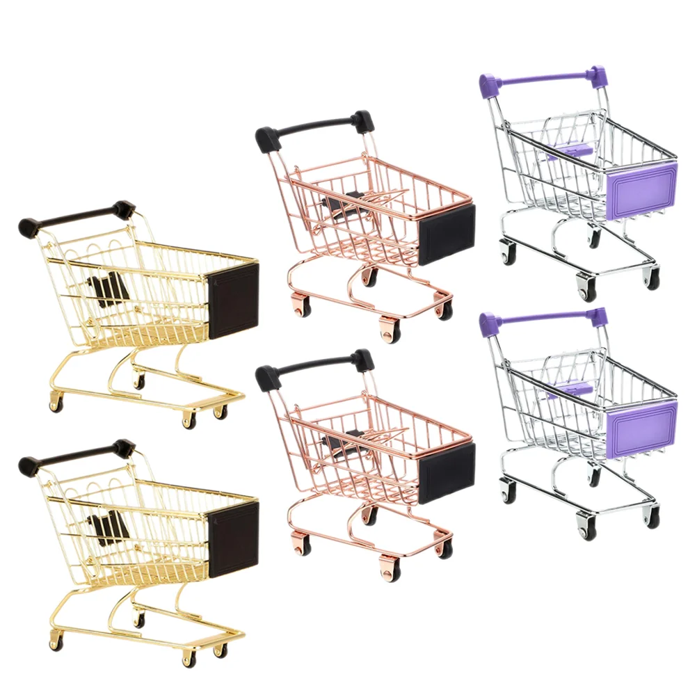 

6 Pcs Mini Shopping Cart Toddler for Kids Push Toy Toys Makeup Sponge Holder Carts Children’s Toddlers Truck