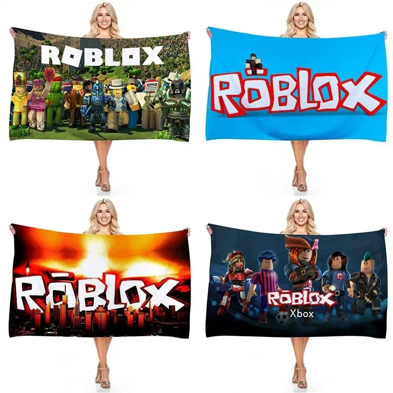 Roblox Game Cartoon Bath Towel Bathrobe Beach Towel Quick-drying Children's Bath Towel Non-sand Creative Birthday Gifts