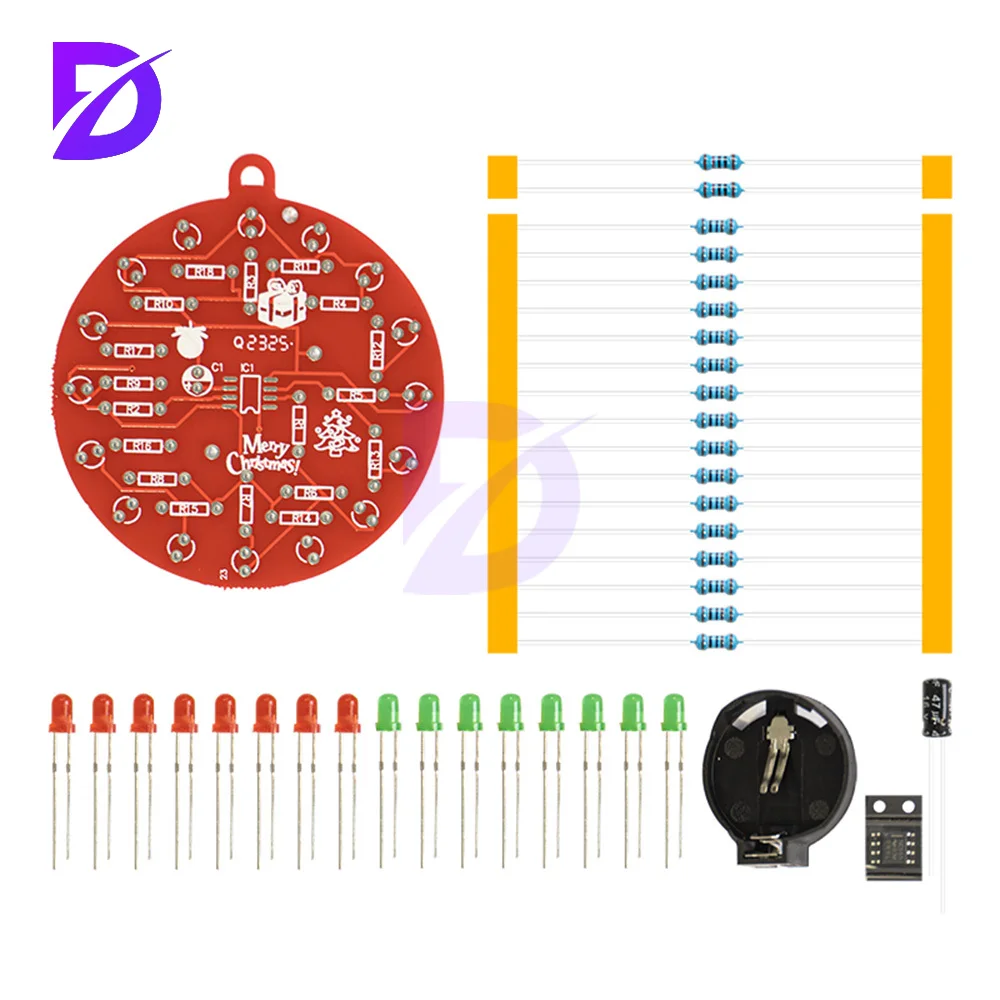 

LED Christmas Tree Decorations NE555 Flashing Light DIY Electronic Kit - Soldering Practice PCB Crcuit