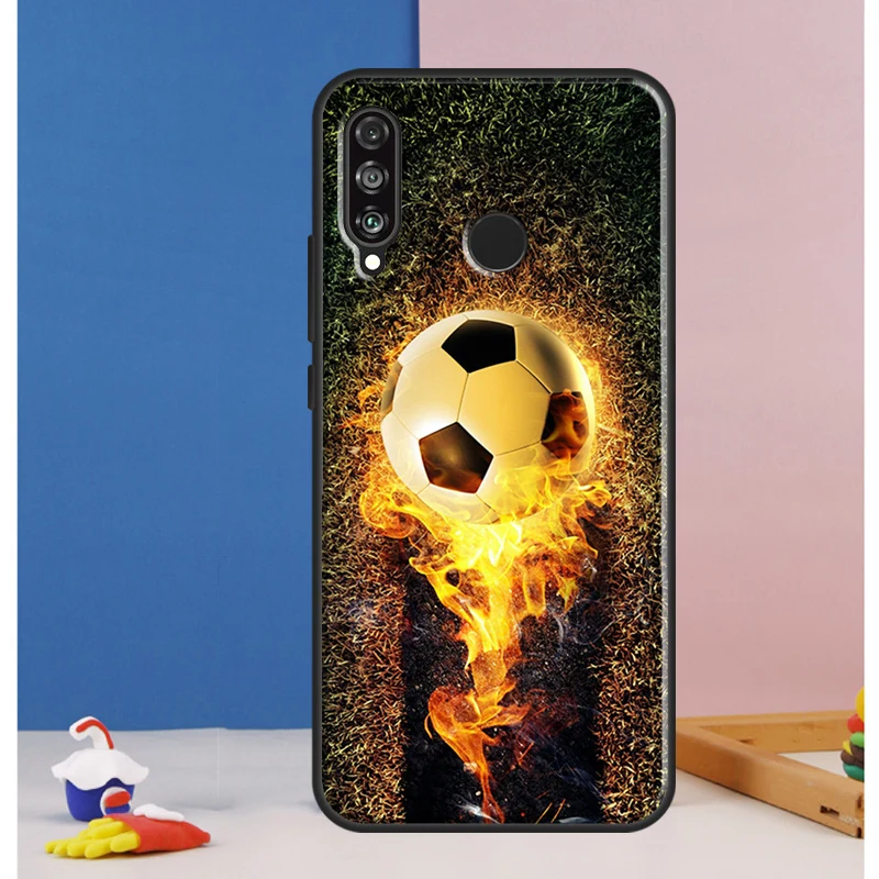 Fire Football Soccer ball For Huawei Nova 12s 7i 8i 11i 12i 9 10 SE Y91 Y90 Y60 Y70 Y72 P30 P40 Lite P60 Pro Case